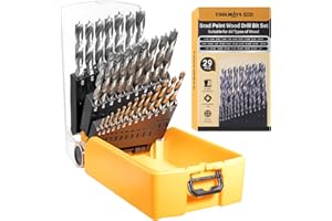 TOOLMAYS Brad Point Drill Bit Set, 29 PCS HSS Wood Drill Bit Set with Double Flutes Design for Carpenter Woodworking and All 