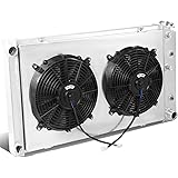 DNA Motoring RA+FS-CHEVYT73-3 3-Row Aluminum Radiator with Fan Shroud