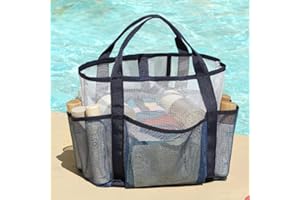 Mesh Shower Caddy Portable for College Dorm Room Essentials, 8-Pocket Large Capacity Shower Bag for Beach, Swimming, Gym