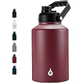 BJPKPK One Gallon(128 oz) Insulated Water Bottle, Dishwasher Safe Stainless Steel Jug, BPA Free Jug with Ergonomic Handle & Anti-slip Bottom, Large Water Bottle, Brick Red