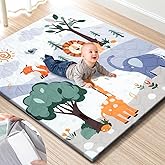 TINYHARBO Premium Foam Baby Play Mat 50" x 50" – Removable & Machine Washable Cover, Extra Thick Padding Playpen Mat, Non-Slip Crawling Mat, Easy to Clean for Infants, Toddlers & Babies