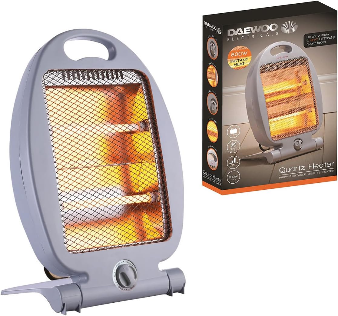 Daewoo 800W Compact Quartz Heater 2 Heat Settings Amazon.co.uk