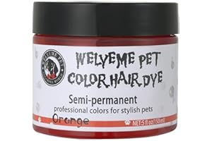 WELYEME Semi-Permanent Dog Hair Dye, Pet Hair Dye Safely Used by Grooming Salons, Safe for Bathing After Dyeing(Orange)