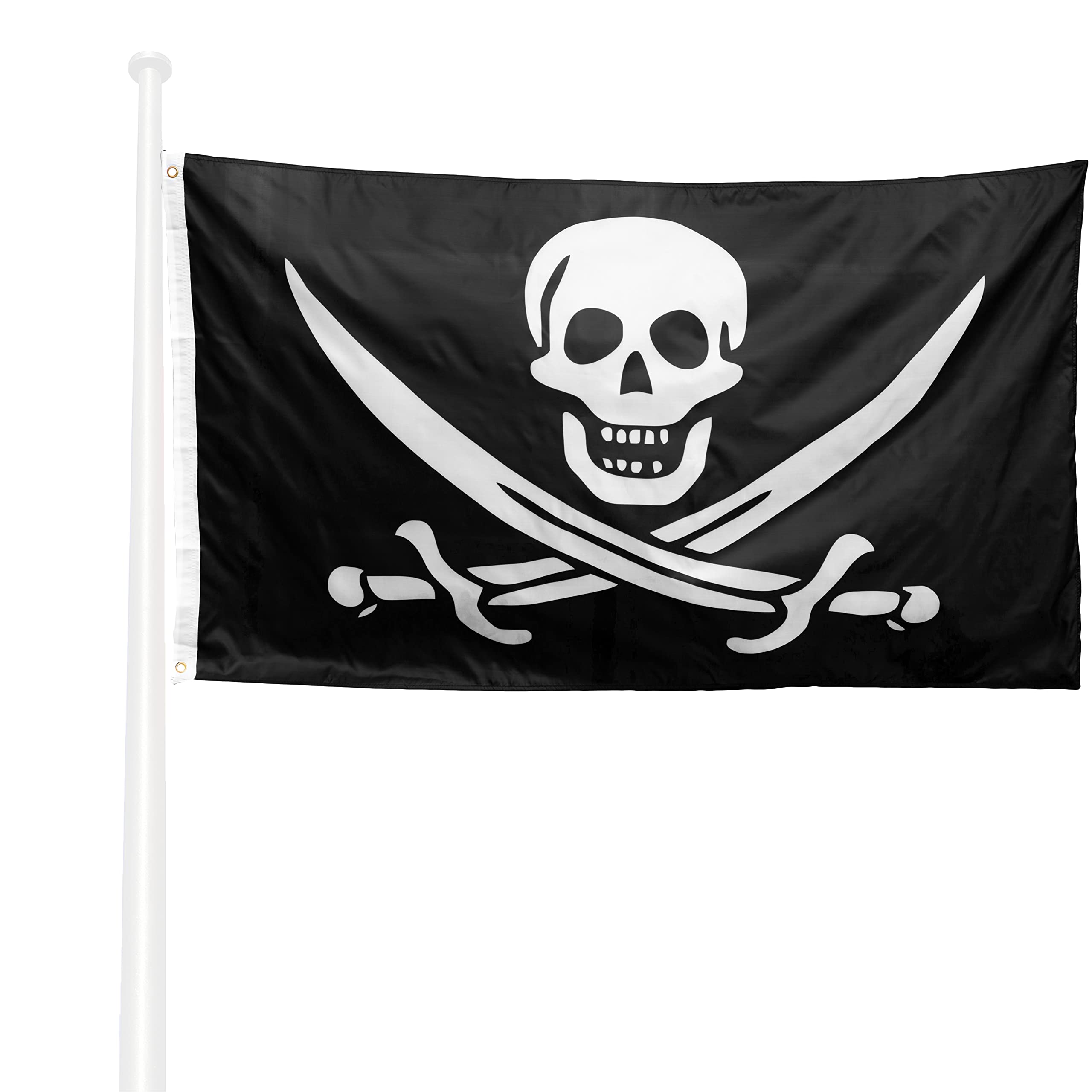 KliKil Pirate John Rackham Flag - 90x150cm, Black, Weather-Resistant Polyester, Ideal for Outdoor, Garden, Boat, Parties and Events