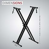 Crystals Double Braced X Frame Music Keyboard Stand 7 Height Positions Black view 5