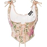 SCARLET DARKNESS Corset Tops for Women Underbust Floral Print Vintage Bustier Top
