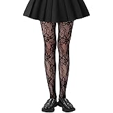 GUXIMIAR Women's High Waist Patterned Tights Sexy Fishnet Stockings Lace Goth Tights Floral Pantyhose For Halloween