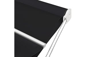 Joydeco Blackout Fabric Roller Blinds for Windows, Black Thermal Roller Shades Insulated UV Protection for Home Office Bedroom, 35" W x 75" H