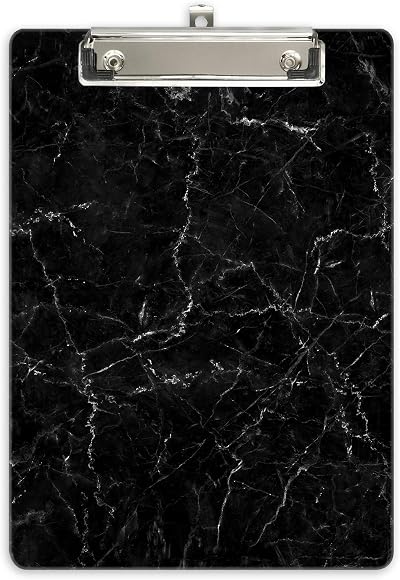 Hnogri A4 Clipboard Plastic Clipboards & Forms Holder Black Marble