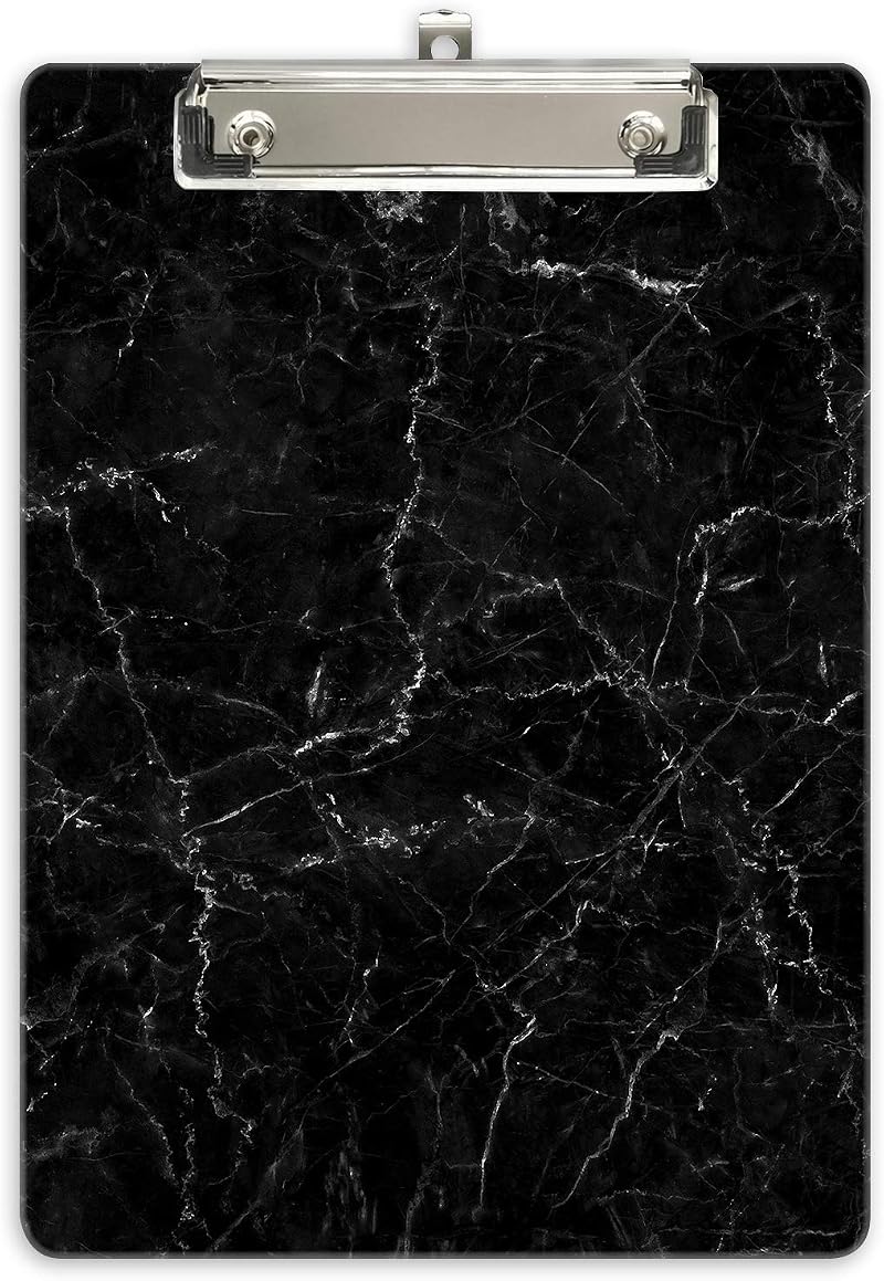 Hnogri A4 Clipboard Plastic Clipboards & Forms Holder Black Marble
