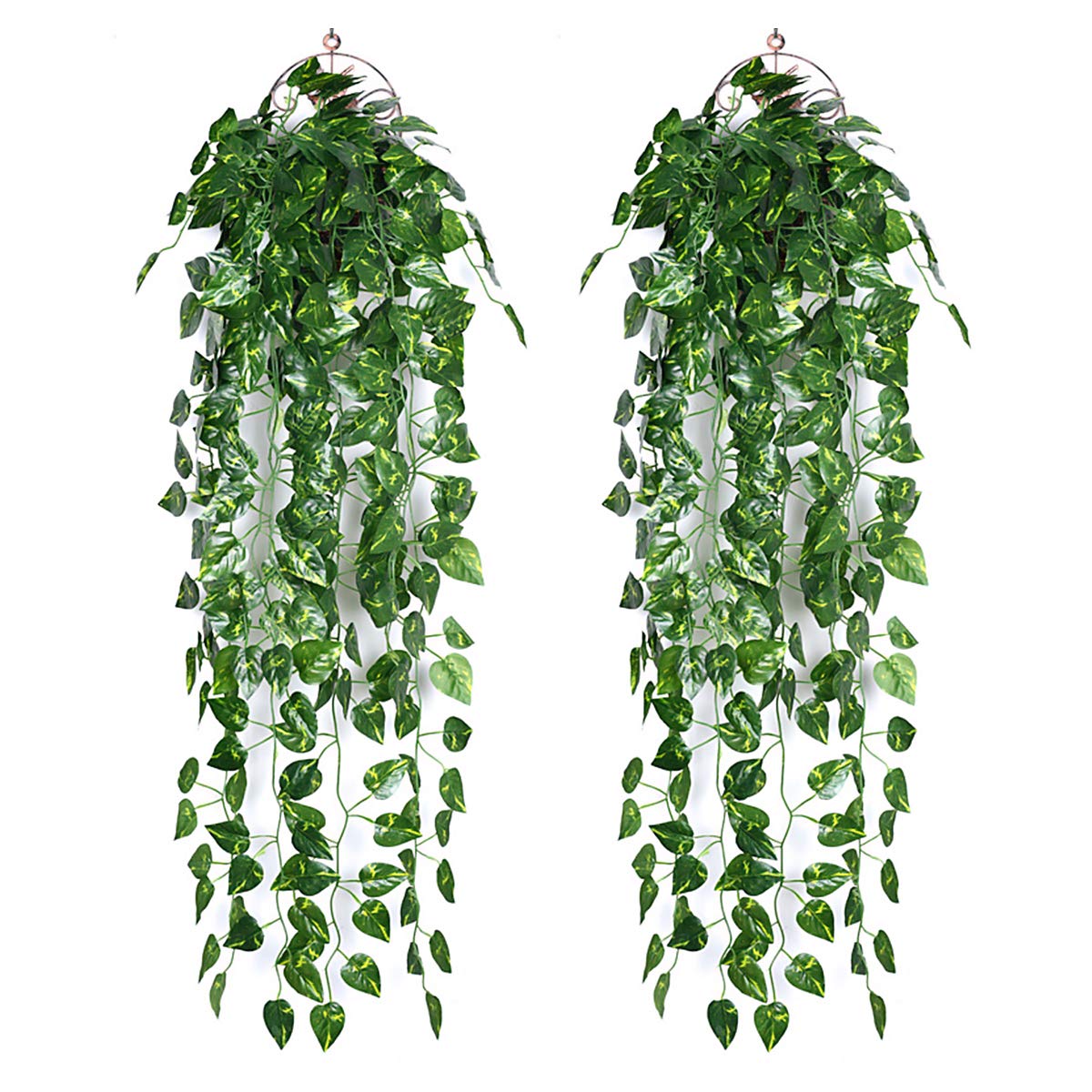 Ousuga Artificial Ivy Garland,2PCS Ivy Garland Fake Vine UV Resistant Greenery Leaves Fake Plants Hanging Vine Plant for Home Kitchen Garden Office Wedding Wall Decoration Indoor Outdoor
