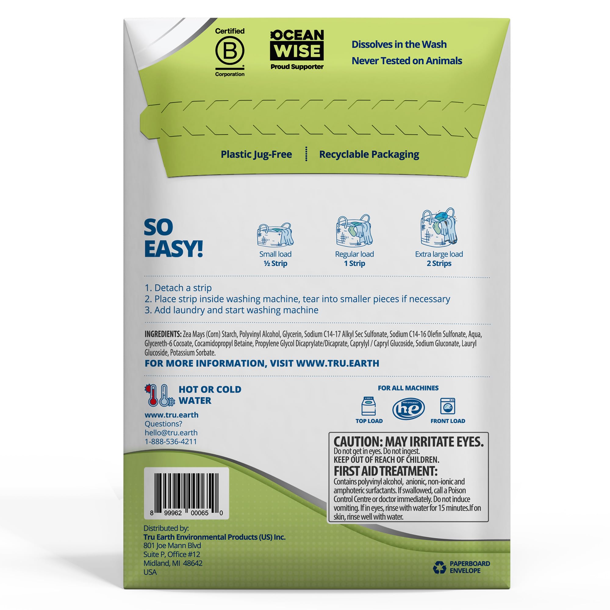 Tru Earth Platinum - Heavy Duty Laundry Detergent Sheets - Up to 64 Loads (32 Count), Fragrance Free - Ultra-Concentrated Strips Formula - Eco-Friendly Laundry Sheets