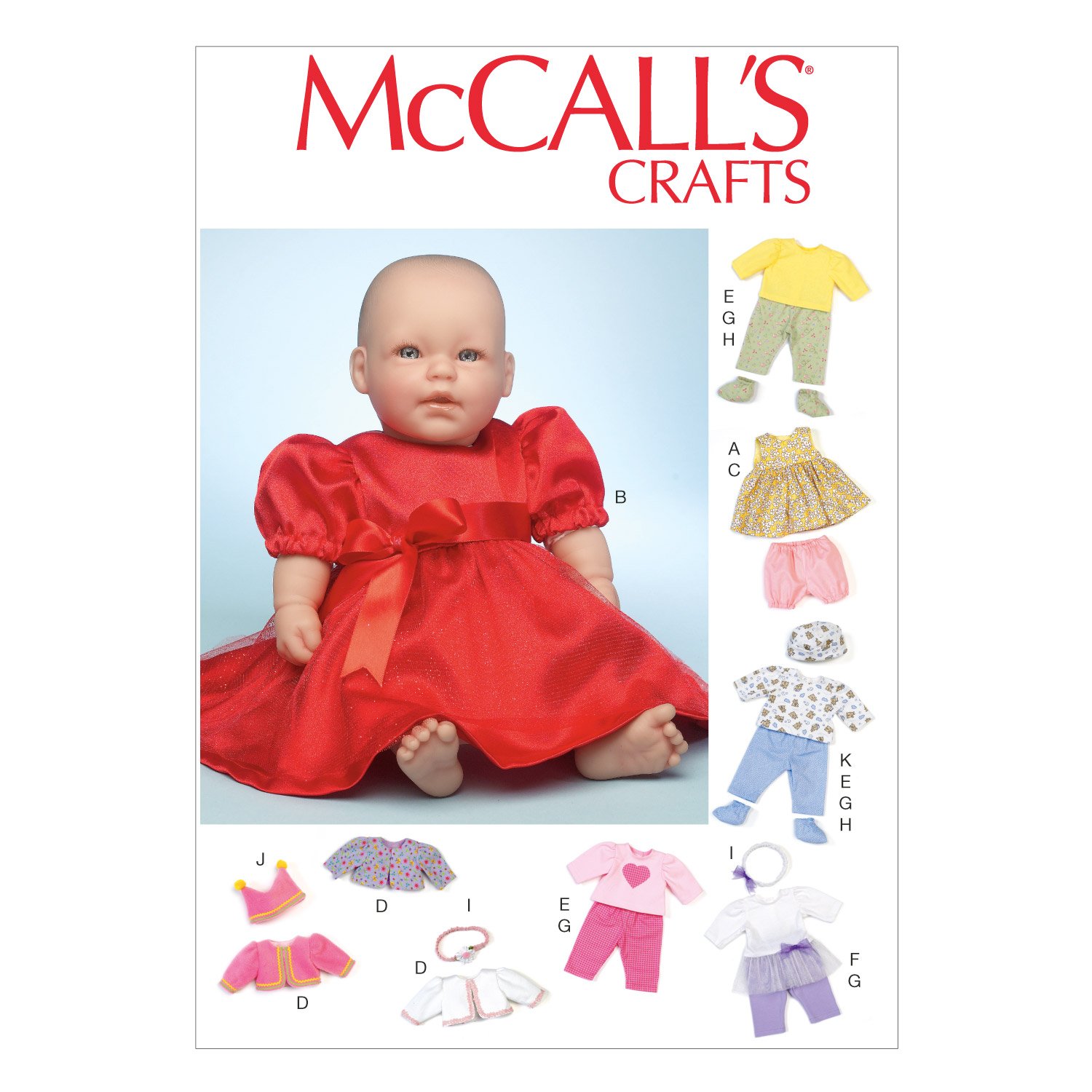McCall's Patterns MC7066 OSZ,Clothes and Accessories for 11",12" and 15",16" Baby Dolls, Silk, Off White, One Size