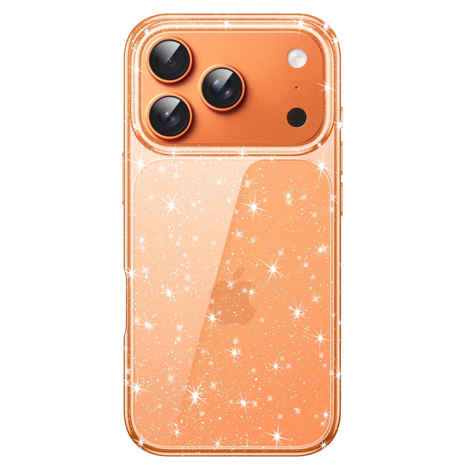 JETech Glitter Case for iPhone 17 Pro 6.3-Inch, Bling Sparkle Shockproof Phone Bumper Cover, Cute Sparkly for Women and Girls (Orange)