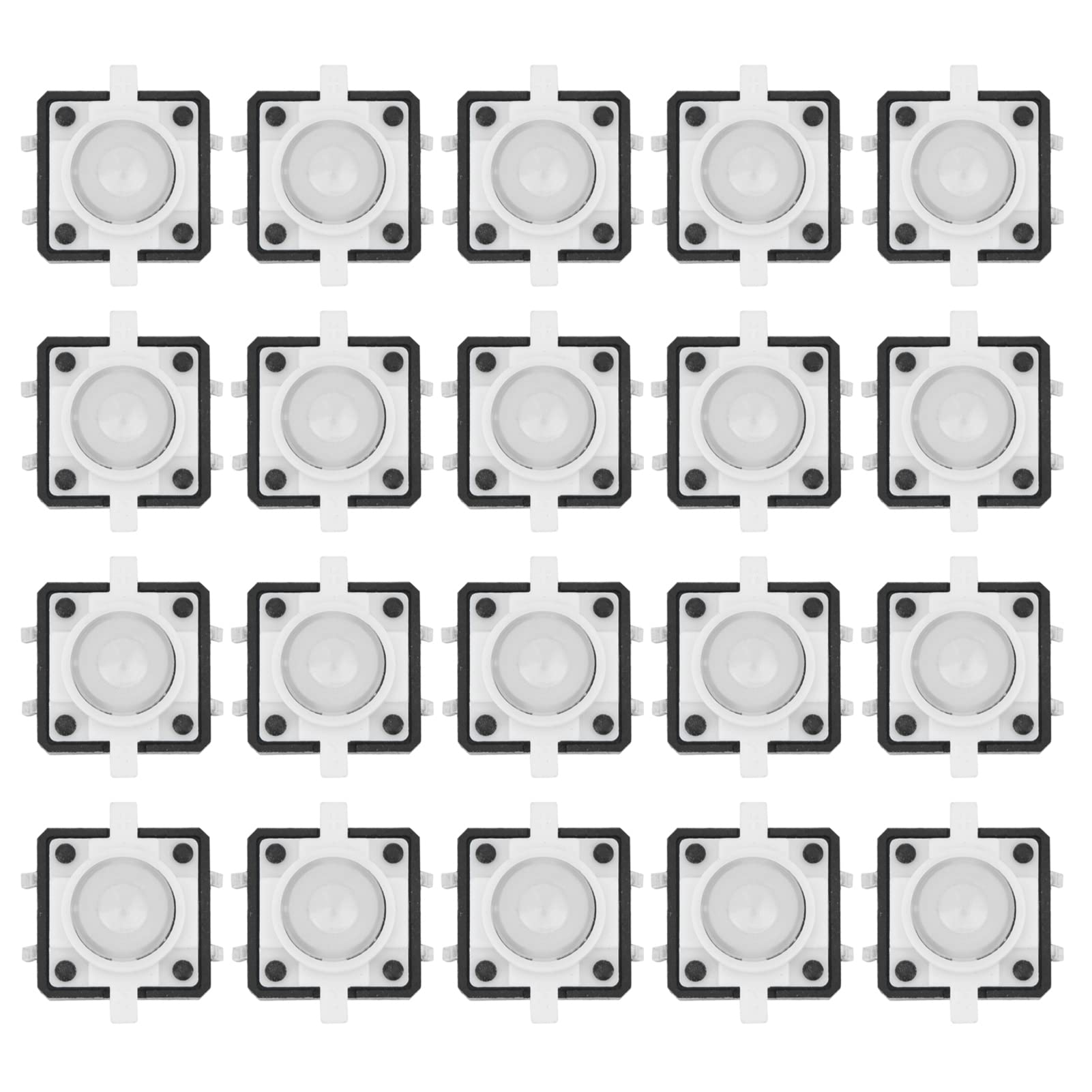 20 Pcs Miniature Touch Switches 6 Pin LED Micro Momentary Tactile Tact Touch Push Button Switch Accessories Kit 50mA DC12V 12x12x7.3mm(White)
