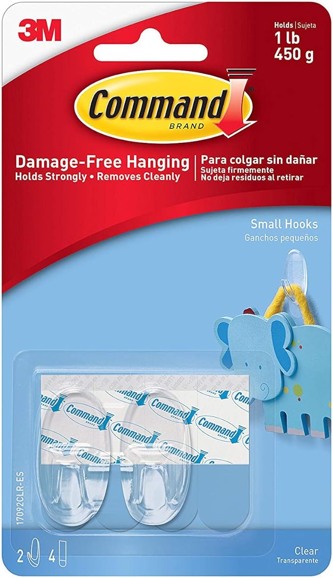Command Clear Hooks, Small. 2 Hooks, 4 Medium Strips Amazon.co.uk DIY