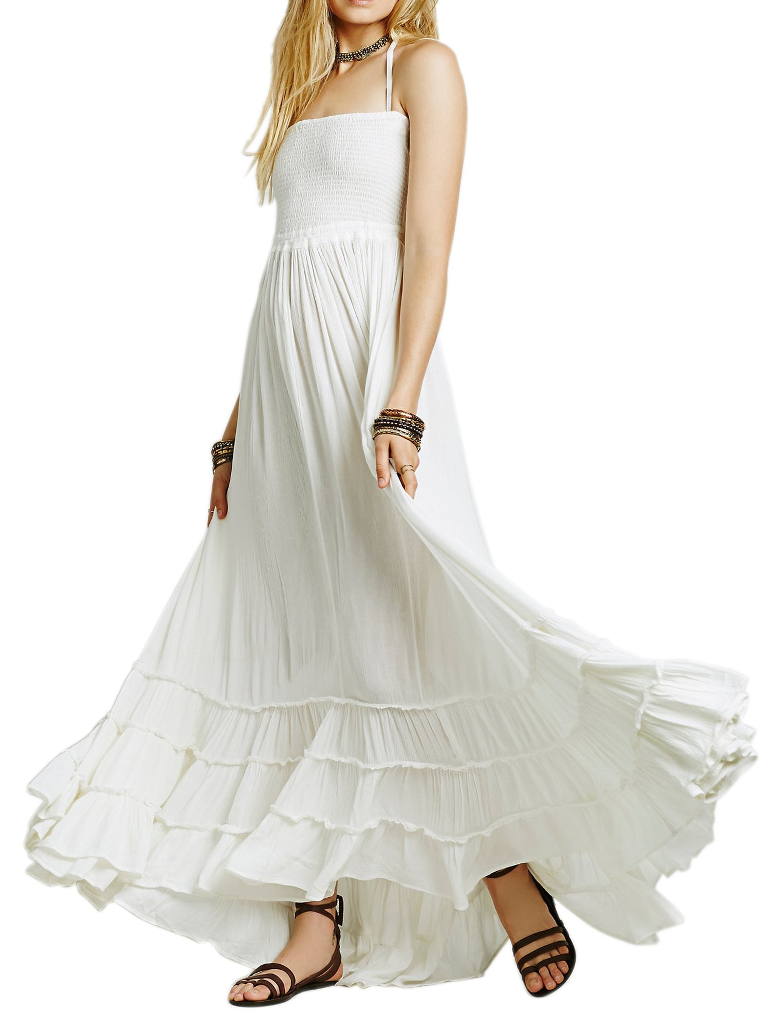 Photo 1 of *MINOR DAMAGE - USED*
R.Vivimos Womens Summer Boho Sexy Backless Long Dresses (Small, White)