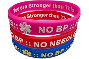 MANDMCARES Large Size NO BP Needles IV Stick Medical Alert this Arm | Silicone Bracelet Wristbands for Dialysis Chemo Lymphedema Limb Accessories Men Women
