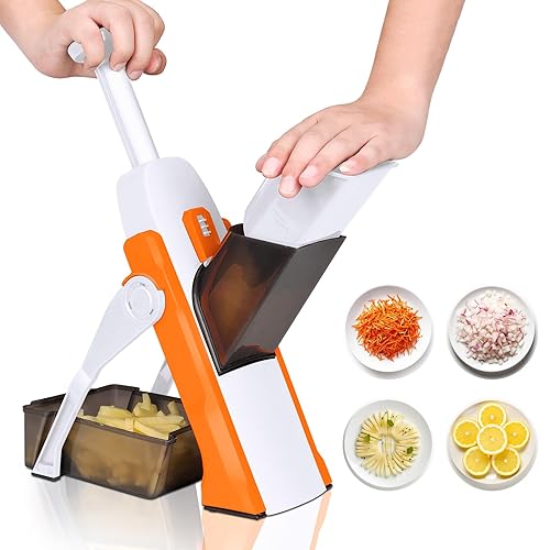 Masthome Safe Mandoline Slicer, Adjustable Mandoline Slicer for Kitchen, Vegetable Chopper with 4 Cutting Modes,Potato Slicer for Cucumber Potato Carrot Cheese