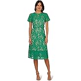 Adrianna Papell Womens Lace Soft Skirt Midi Dress