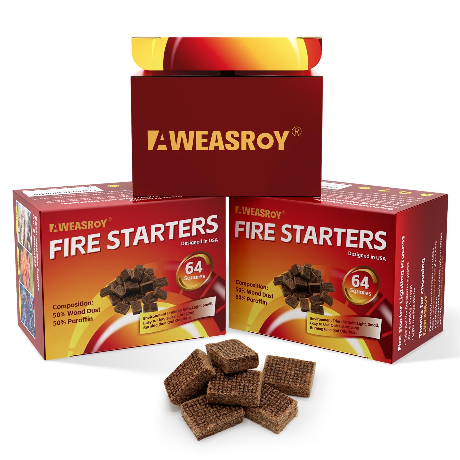 Photo 1 of Fire Starter Squares 192 - Fire Starters for Fireplace,Chimney,BBQ Grill,Camping Fire,Wood Stove - Water Resistant and Safe Odourless - Camping Accessories