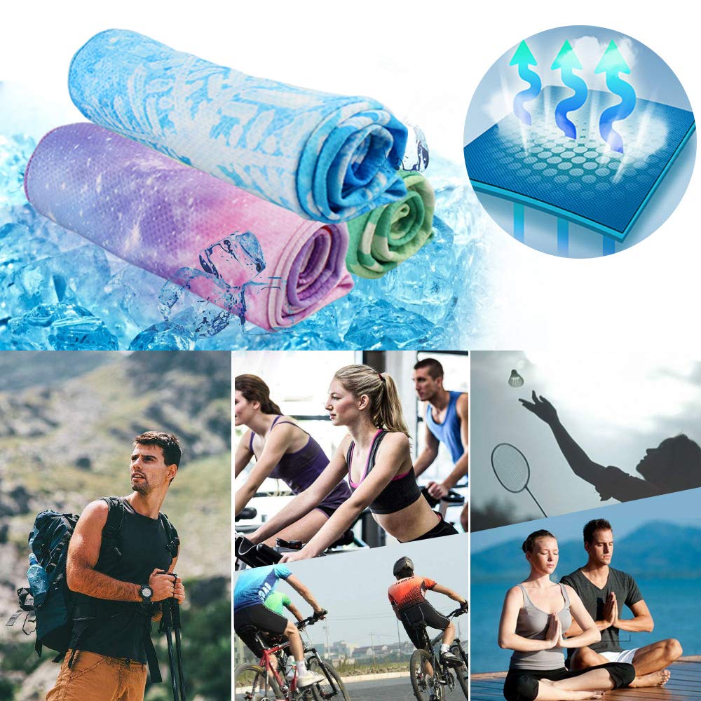 btcus4 Cooling Towel for Instant Relief Ice Cold Quickly Soft Breathable - Sports, Fitness, Yoga (Blue)