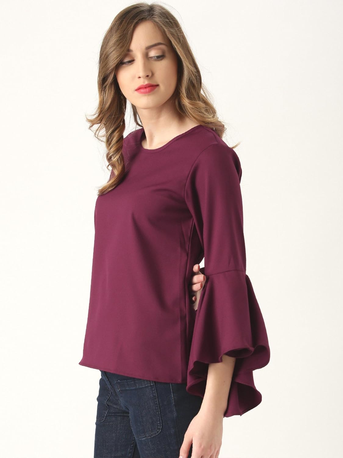 marie claire women's top (mc422--m, purple, medium)