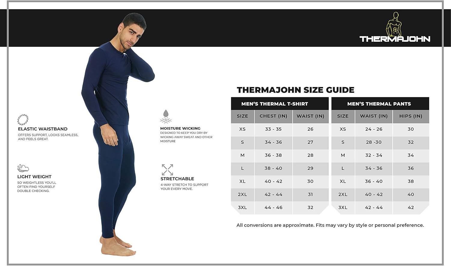 Thermajohn Men's Ultra Soft Thermal Underwear Long Johns Set with Fleece Lined at  Men’s Clothing store