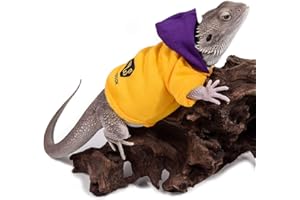 WATFOON Bearded Dragon Clothes Tank Accessories Costume Reptile Hoodies Apparel Handmade Warm Coat Jacket for Skin Protection Photo Party Lizard Small Animal Gecko Chameleon (L, Purple/Yellow)