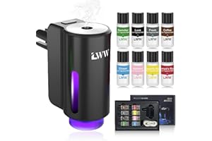 Stewerom Car Air Freshener - Smart Adjustable 3-Speed Intensity, Rechargeable Humidifier Car Essential Oil Diffuser - Comes with 8 Bottles of 10ml Perfume (Black)