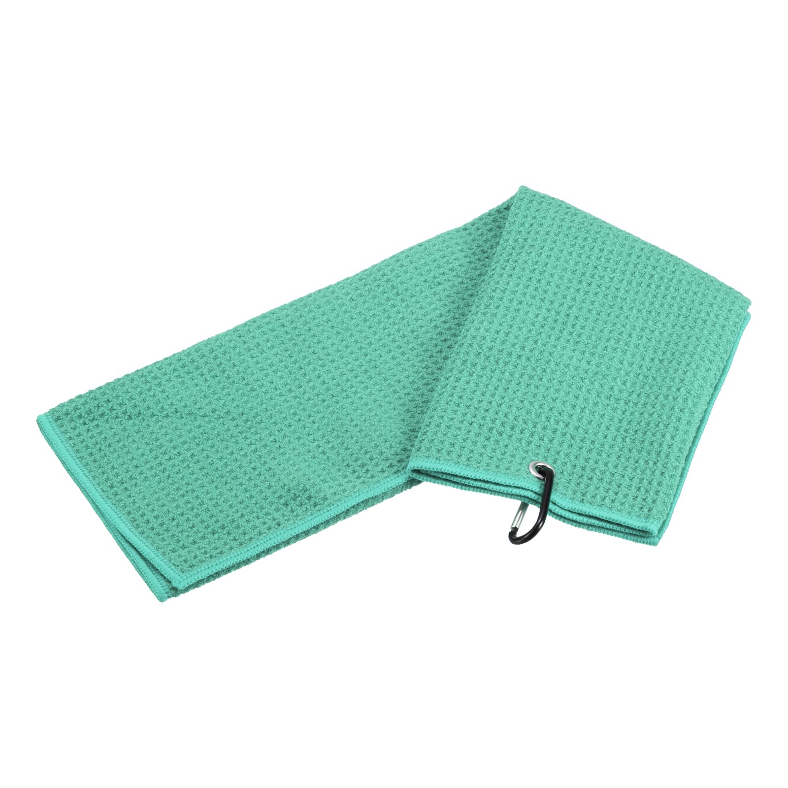 YOKIVE 1 Pcs Tri-Fold Golf Towel, Green, 20x16-Inch, Microfiber, Modern, Grid Texture, D-Hook