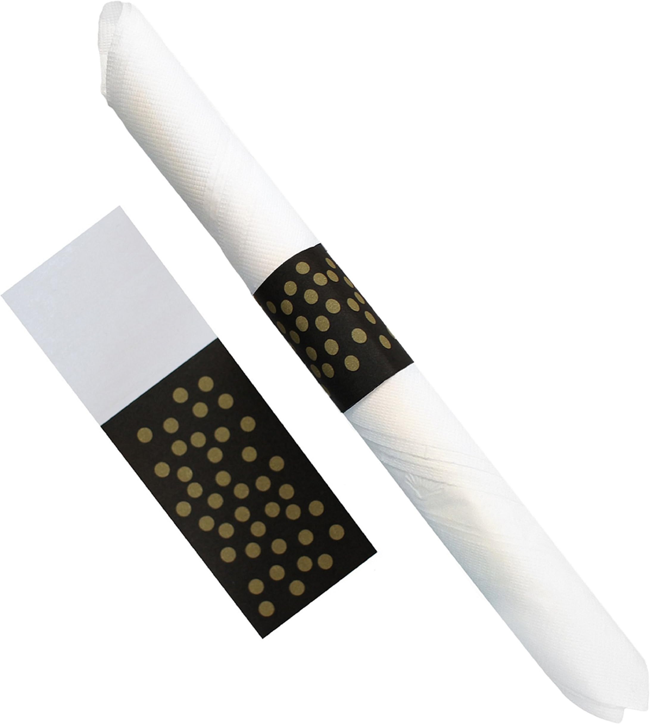 The French Concept Decorative Self-Adhesive Paper Napkin Bands (Gold Dot, 40)