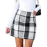 CUPSHE Women's High Waist Plaid Skirt Causal Bodycon Pencil Wool Mini Skirts Winter Fall A Line Elegent Outfits