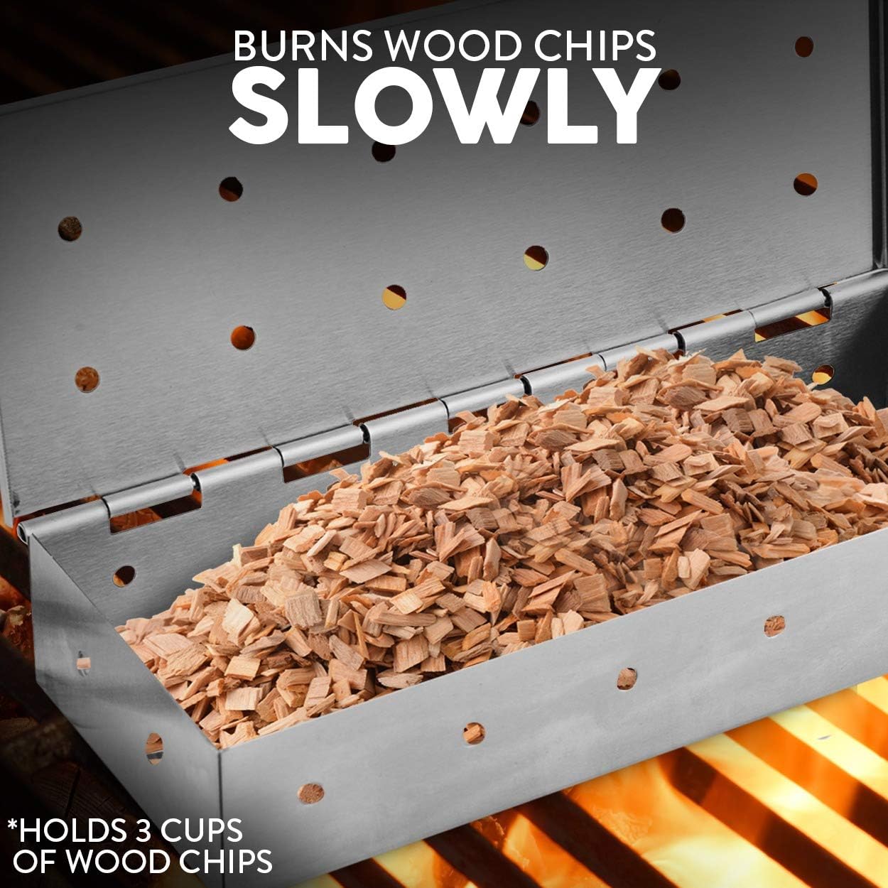 Kaluns Smoker Box, Gas Grill Smoker Box or Charcoal Grill Box, Works with Wood Chips, add Delicious Smoked Flavor to Your Meat, Hinged Lid Thick Stainless Steel Warp Free Grill Accessories: Garden & Outdoor