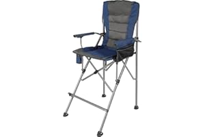 Stonehomy Extra Tall Folding Chairs for Adults 330lbs, Portable Bar Height Foldable Director Chairs for Camping Outside, Comfortable with High Back and Footrest, Blue