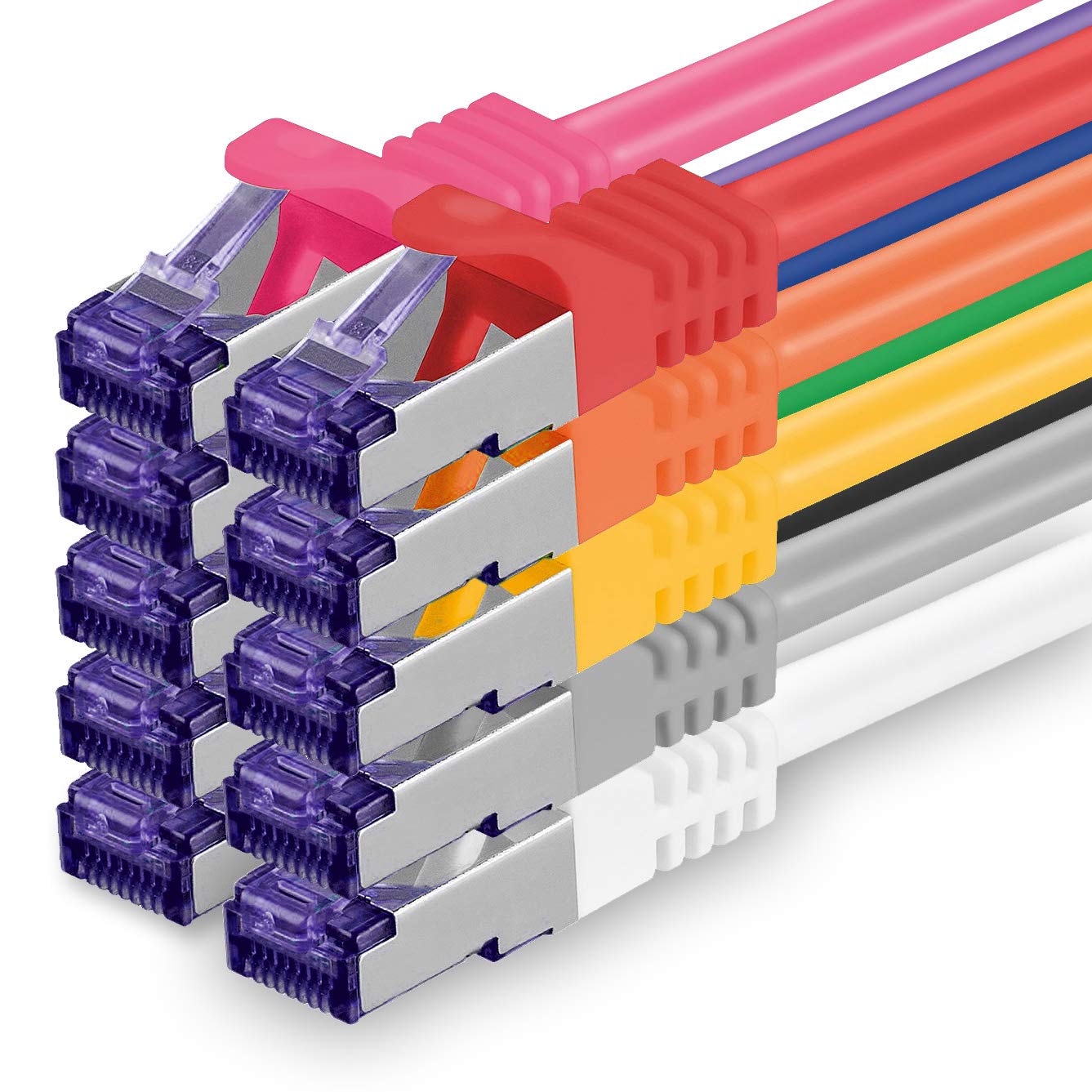 1aTTack.de 10x 1.5 M CAT7 network cable - 10 Gigabit - RJ45 patch cable Ethernet cable (SFTP PIMF LSZH CU) - for DSL LAN Switch Modem Router Patch Panel CAT7 CAT6 CAT5 - multicolored