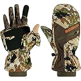 BASSDASH Men’s Insulated Mittens Winter Camo Hunting Gloves Water Resistant for Cold Weather Outdoor Activities HG04M
