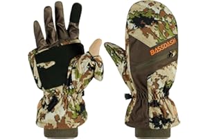 BASSDASH Men’s Insulated Mittens Winter Camo Hunting Gloves Water Resistant for Cold Weather Outdoor Activities HG04M