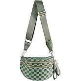 Black and White Checkered Crossbody Bag Bum Bag for Women,Spacious Checkered Purse Fanny Packs Belt Bag