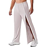Deyeek Tear Away Pants for Men Open Bottom Side Snap On Sweatpants Baggy Post Knee Hip Leg Surgery Recovery Pant with Pockets