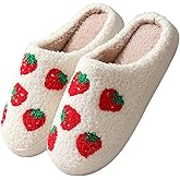 FAYUEKEY House Slippers for Women Fuzzy Mens Fruit Series Strawberry Memory Foam slippers Bedroom Shoes