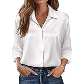 Zeagoo Womens Tops Long Sleeve Satin Silk Button Down Shirts Casual Business Dressy Blouses Fall Clothes