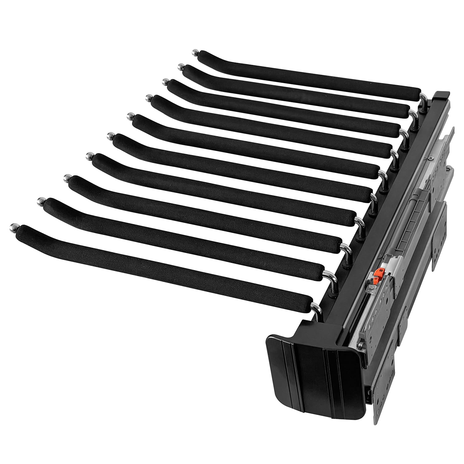 ANXJLEO Pull Out Pants Rack,Extendable Trouser Coat Hangers,Extendable Pants Holder,Space Saving,Telescopic Trouser Hanger,Stainless Steel for Clothes Hangers,Black,46cm(460mm),10 Arms, 10089256769250