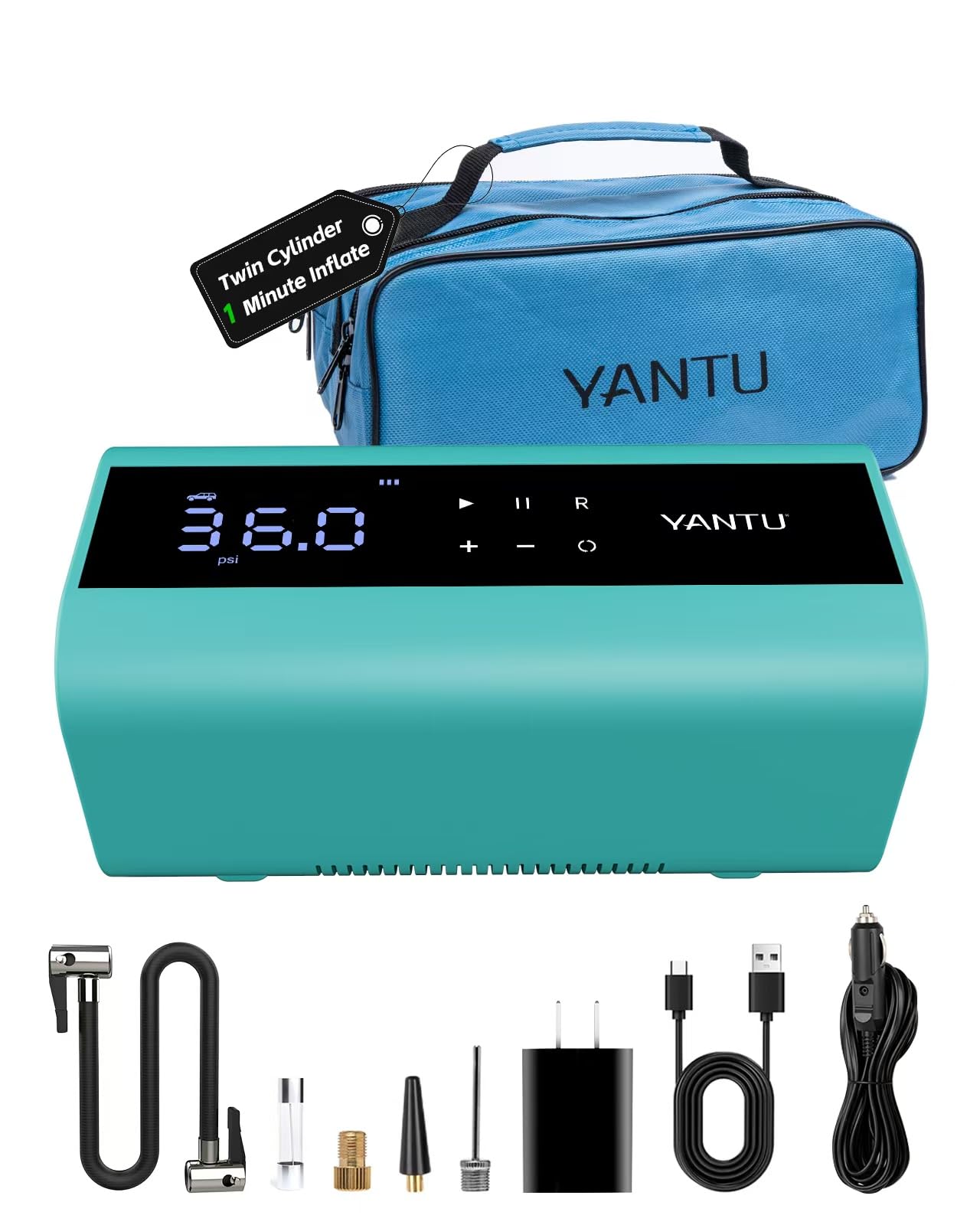 Photo 1 of YANTU Cordless Tire Inflator with Dual-Cylinder & 8.3" Large Screen-Portable Air Compressor for Car Tires,12V Rechargeable,Tire Pressure Gauge,Up to 150 psi, Auto/Bicycle/Moto/Truck Use