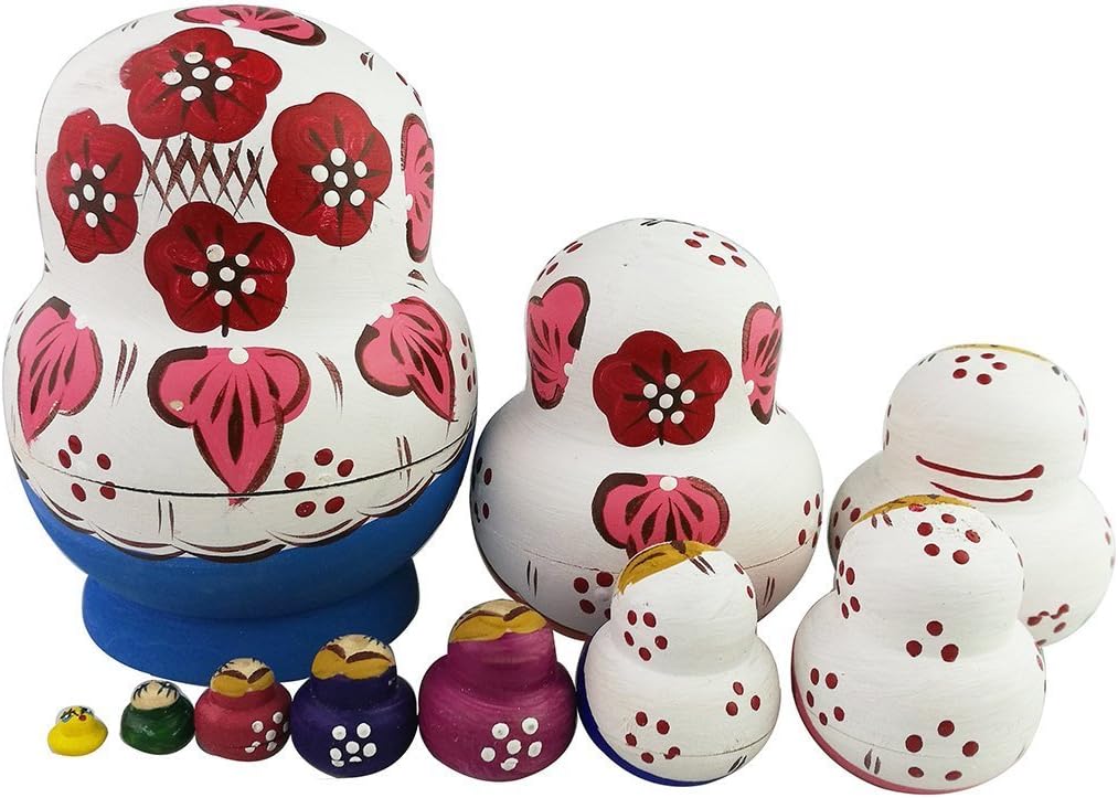 Winterworm Set of 10 Rustic Style Butterfly Matryoshka Dolls Russian Nesting Dolls Wooden Stacking Toy for Kids Toy - Image 3