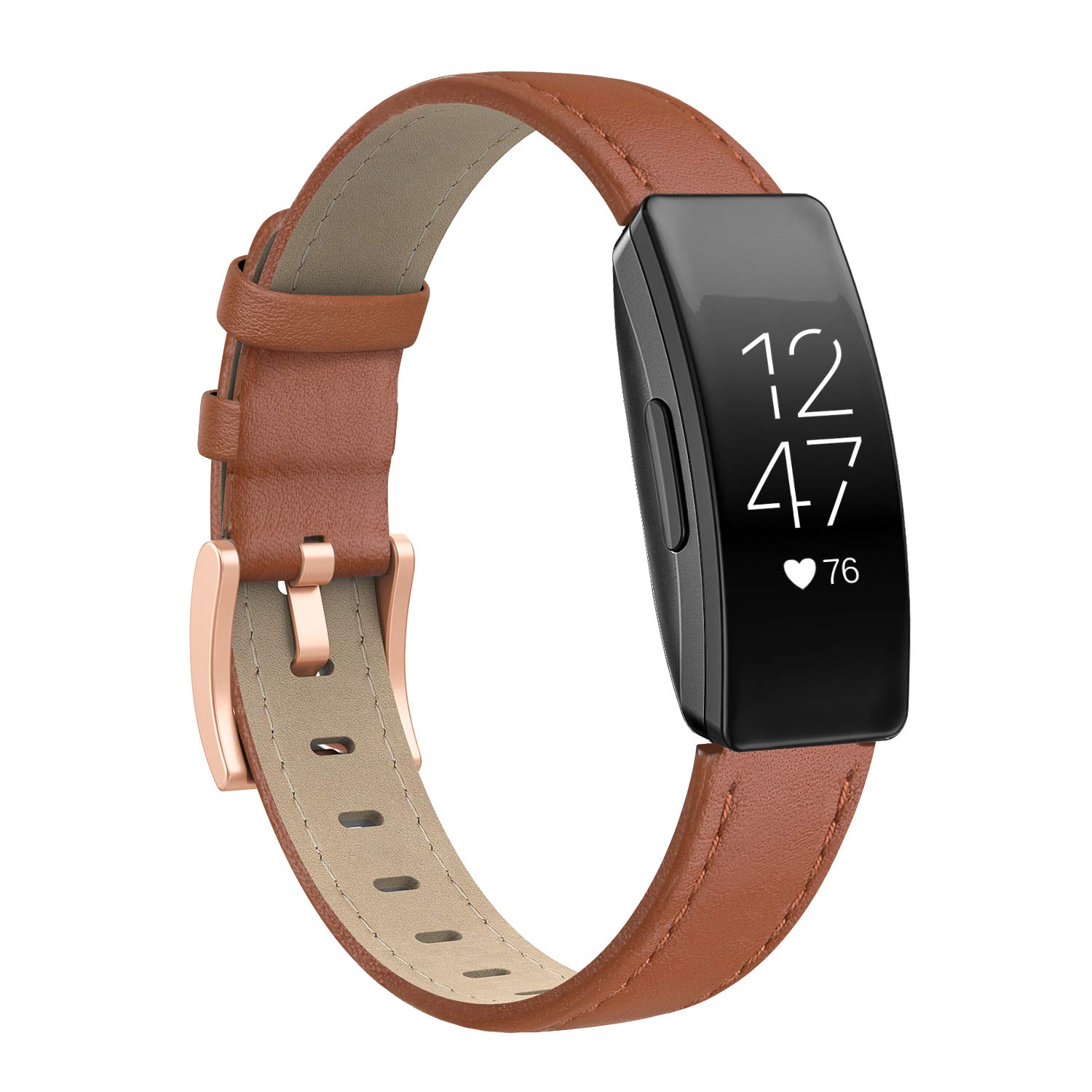 Tuocal Genuine Leather Strap Compatible with Fitbit Inspire, HR, 2 - Women & Men Sport Wristband