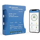 Solar Charge Controller 20A with Bluetooth &ndash; 12V/24V Auto Detect, LCD Display &amp; USB Port, Compatible LiFePO4 Lithium Gel AGM Sealed, Monitor via LM Solar App (iOS/Android), 3-Stage Charging