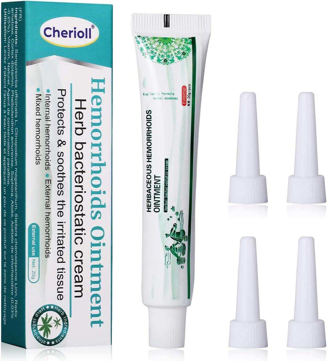 Hemorrhoid Cream, Haemorrhoids Treatment - Cream Maximum Strength Relief,Natural For Healing,for Hemorrhoids Fissures Bleeding,Natural Fast Pain Relief Cream 20g (Assistant tub 4Pcs)