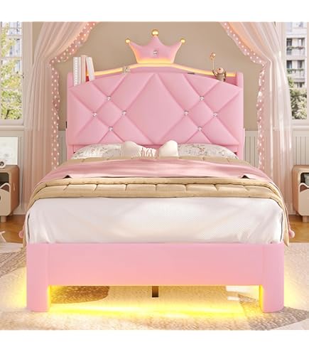 ピンクローズ様 Amazon.com: RuiSiSi Upholstered Bed Frame with Crown