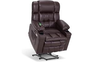 MCombo Dual Motor Power Lift Recliner Chair for Elderly, Lay Flat Lift Chair with Heat and Massage, Cup Holders, USB Ports, F
